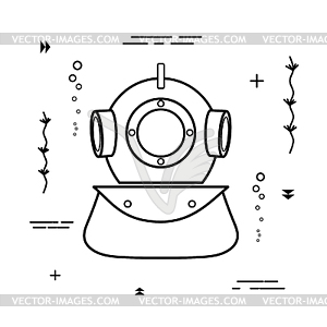 Simple black diving helmet icon. il - vector image