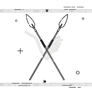 Two spears crossed. Pictogram in linear style. - vector clipart / vector image