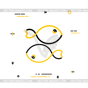 Pair of fish, an astrological pictogram in linear - vector image