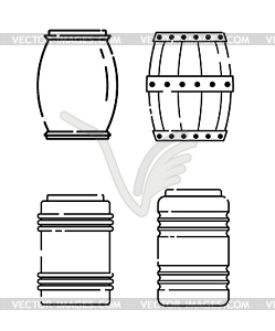 Set of barrels in linear style. Line icon. b - white & black vector clipart