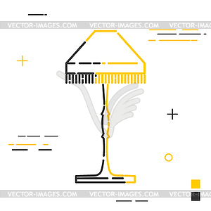 Color floor lamp in linear style. Line icon - color vector clipart