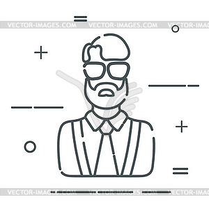 Silhouette of old man with glasses - vector image