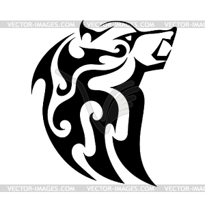 Abstract tattoo of wicked strong wolf on white - vector clipart