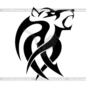 Tattoo of wicked strong wolf. Ang - vector clip art