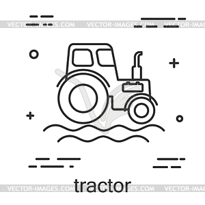 Tractor in linear style. Line icon - vector clipart