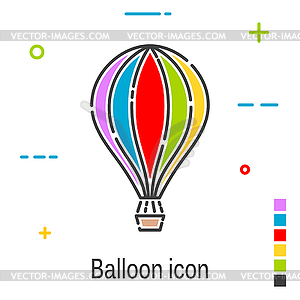 Color balloon in linear style. Line icon bac - vector clipart