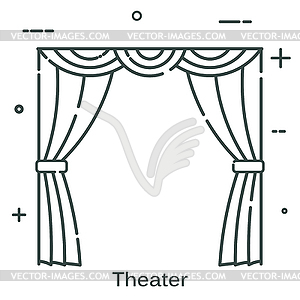 Theatrical scenes in linear style. Line icon - royalty-free vector image