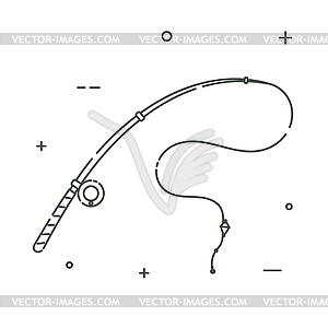 Fishing rod, spinning in linear style. Line icon - vector clipart