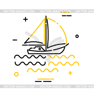 Flat linear simple yacht icon. illu - vector image