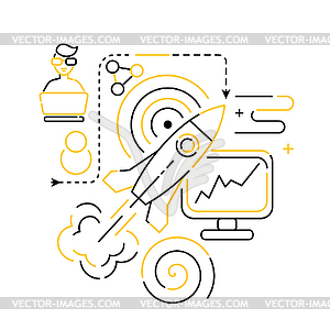 Flat style. Art design. Set of linear startup icons - vector clipart