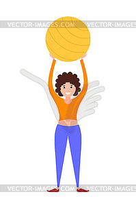 Flat style Standing girl athlete with fitness - vector clipart