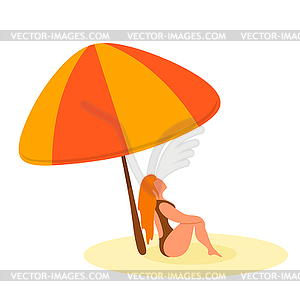 Abstract color sexy girl under an umbrella on bea - vector image