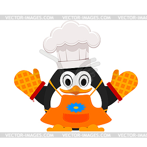 Little cute penguin cook. Abstract cartoon of - vector clip art