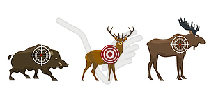Set of hunter target. Wild animals - victim. - vector image