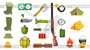 Set of hunting theme icons.  - vector clipart