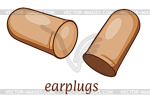 Ear plugs. Hearing protection earplugs in Cartoon - royalty-free vector image