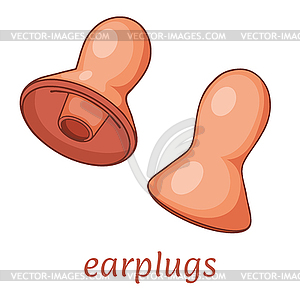 Ear plugs. Hearing protection earplugs in Cartoon - vector clipart