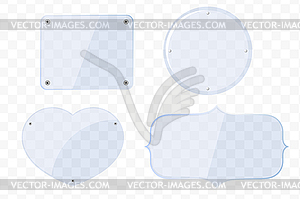 Glass plates of different shapes on transparent - vector clipart