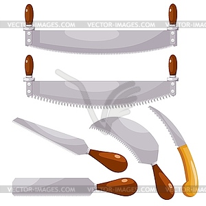 Household saws. set of household saws in style of - vector image