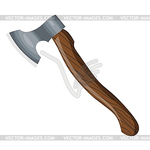 Ax with wooden handle. color one axe cartoon - vector image