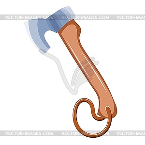 Ax with wooden handle. color one axe cartoon - vector clipart