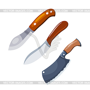 Color set knife. set simple knife in Cartoon style - vector image