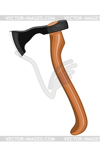 Simple battle ax. carton style ax with wooden handle - vector clip art