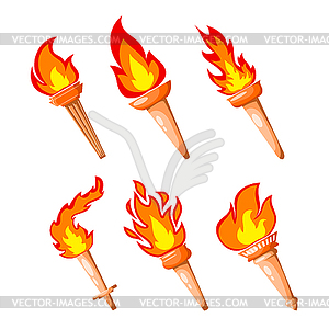 Set of torches. color collection of torches with - vector clipart