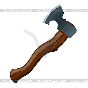 Simple battle ax. carton style ax with wooden handle - vector image