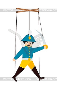 Цветная кукольная кукла. Кукольный солдат с канатами - векторное изображение клипарта