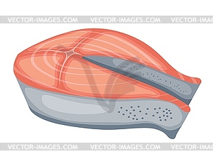 Кусок лосося. морской рыбный лосось в стиле Мультяшный - изображение векторного клипарта