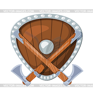 Colored two battle Scandinavian axes against - vector clipart