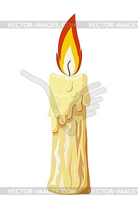 Color wax candle. cardboard style candle with flame - vector clipart / vector image