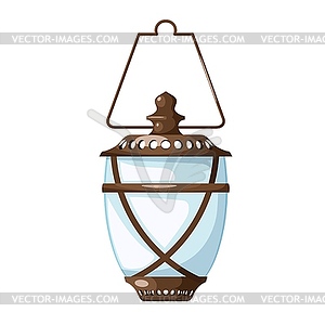 Color vintage oil lamp with holder. an old lamp in - vector image
