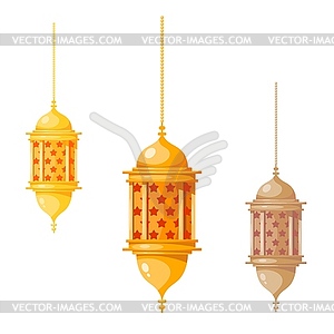 Рамадан Карим разноцветные фонари, - клипарт в векторном виде