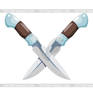 Color combat knife. cutting tool and blank weapon - vector clipart