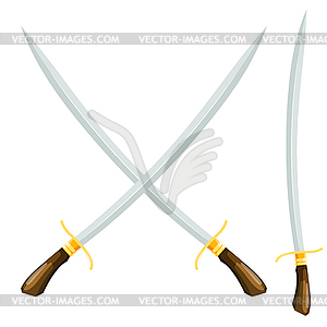 Old weapon. Crossed swords. cartoon style - vector clip art