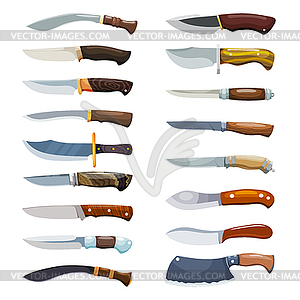 Large set of color images of criminal knives. - vector clip art