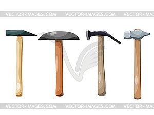Color set of hammers. set of hammers in Cartoon - vector clipart