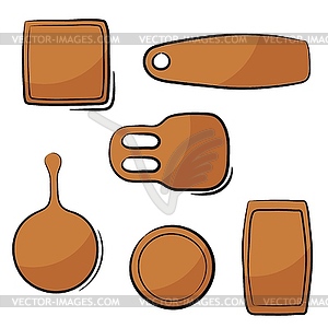 Color set of kitchen cutting boards in cardboard - vector clipart