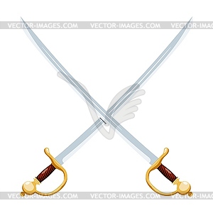 Color two crossed vintage sabers. retro swords - vector image