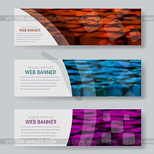 Color horizontal banners with blurred background - vector image