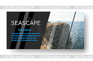 Seascape. Blue tropical sea with rocky shore. Sea o - vector image