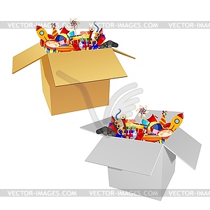 Color image group of icons of children`s toys in bo - vector image