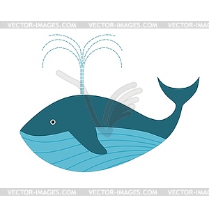 Color blue whale in cardboard style animal - vector clip art