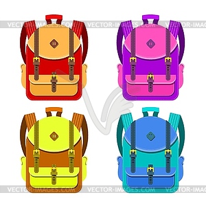 Цветные рюкзаки. Школьный рюкзак - объект. - векторный эскиз