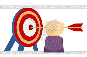 Colorful target, arrows and male hand. concept of - vector image