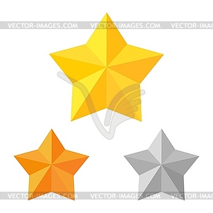 Color gold, bronze and silver stars. Set of - vector clipart