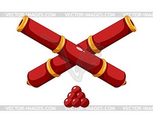 Color two crossed cannon barrels Cartoon style - vector clipart / vector image