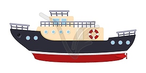 Color ship tug. Sea transport in cartoon style - vector clipart